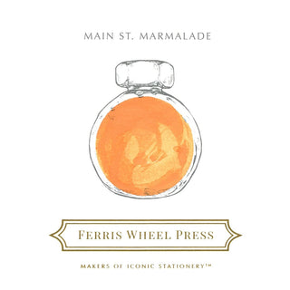 Main St. Marmalade | 85ml Ink | Ferris Wheel Press vibrant orange ink bottle illustration with logo