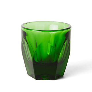 notNeutral VERO Cortado Glass 4.25oz in translucent green glass with faceted sides and smooth rim