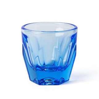 notNeutral VERO Cortado Glass 4.25oz in translucent blue glass with faceted textured design