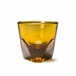 notNeutral VERO Espresso Glass 3oz in amber thick glass with geometric base and smooth rim