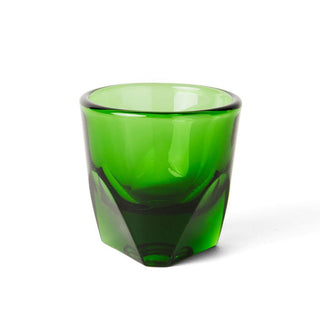 notNeutral VERO Espresso Glass 3oz in translucent green glass with a faceted design and thick base