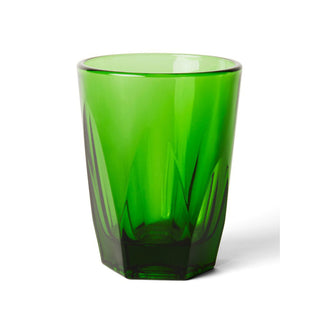 notNeutral VERO Latte Glass 12oz in vibrant green glass with faceted texture and smooth rim design
