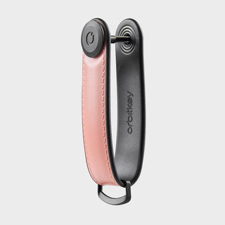 Orbitkey Key Organizer Hybrid Leather in pink and black with sleek metal hardware and embossed logo