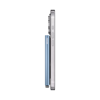 Secrid Cardprotector+ Fluted for MagSafe in Ice Blue attached to a smartphone