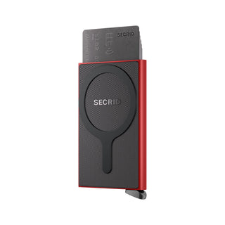 Secrid Cardprotector+ Fluted for MagSafe in Red with cards extended
