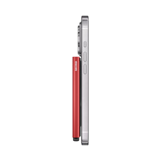 Secrid Cardprotector+ Fluted for MagSafe in Red attached to a smartphone