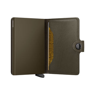 Secrid Miniwallet+ Emboss Lines in Cedar, semi-open interior view