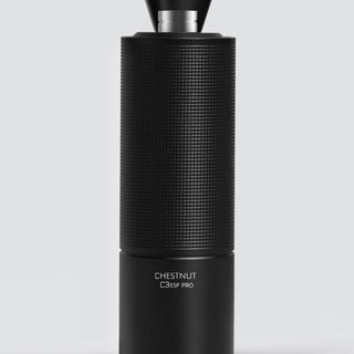 Timemore Chestnut C3 ESP PRO Grinder showing black textured aluminum alloy body close-up