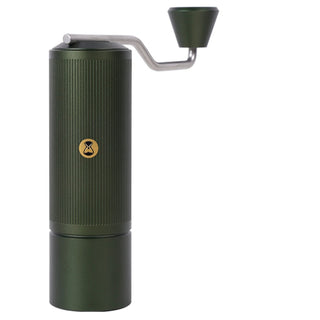 Timemore Chestnut X Lite hand grinder in matte green with ribbed texture and stainless steel handle