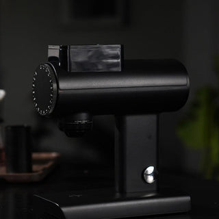 TIMEMORE Sculptor 078 Brew Grinder (120V) in matte black aluminum with dial adjustment viewed from side angle