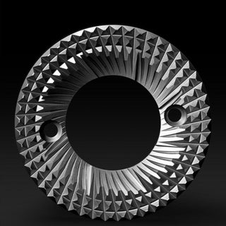 Close-up of the stainless steel burr set from TIMEMORE Sculptor 078 Brew Grinder (120V) showing sharp teeth detail