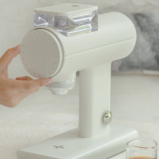 Timemore Sculptor 078S All-Purpose Grinder (120V) with stepless grind adjustment dial in white aluminum alloy