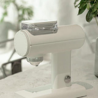 TIMEMORE Sculptor 078 Brew Grinder (120V) in white with transparent hopper and sleek design