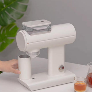 TIMEMORE Sculptor 078 Brew Grinder (120V) in white with clear hopper and aluminum base on table