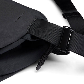Bellroy Venture Sling 6L black recycled fabric with adjustable strap and secure buckle detail