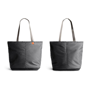 Bellroy Lite Cooler Tote 16L in dark fabric with textured pattern and sturdy light handles shown front and back