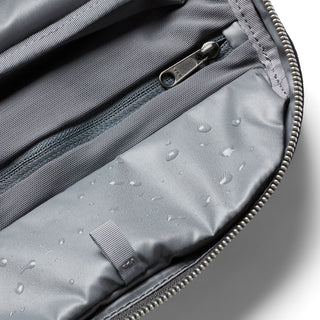 Bellroy Toiletry Kit Plus interior showing water-resistant fabric and zipper pocket detail
