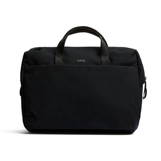 Bellroy Via Work Bag (Tech Briefcase) in black recycled fabric with dual handles and front zipper pocket